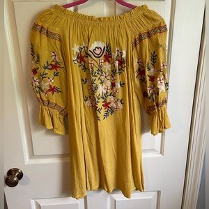 Mustard Yellow Floral Summer Dress